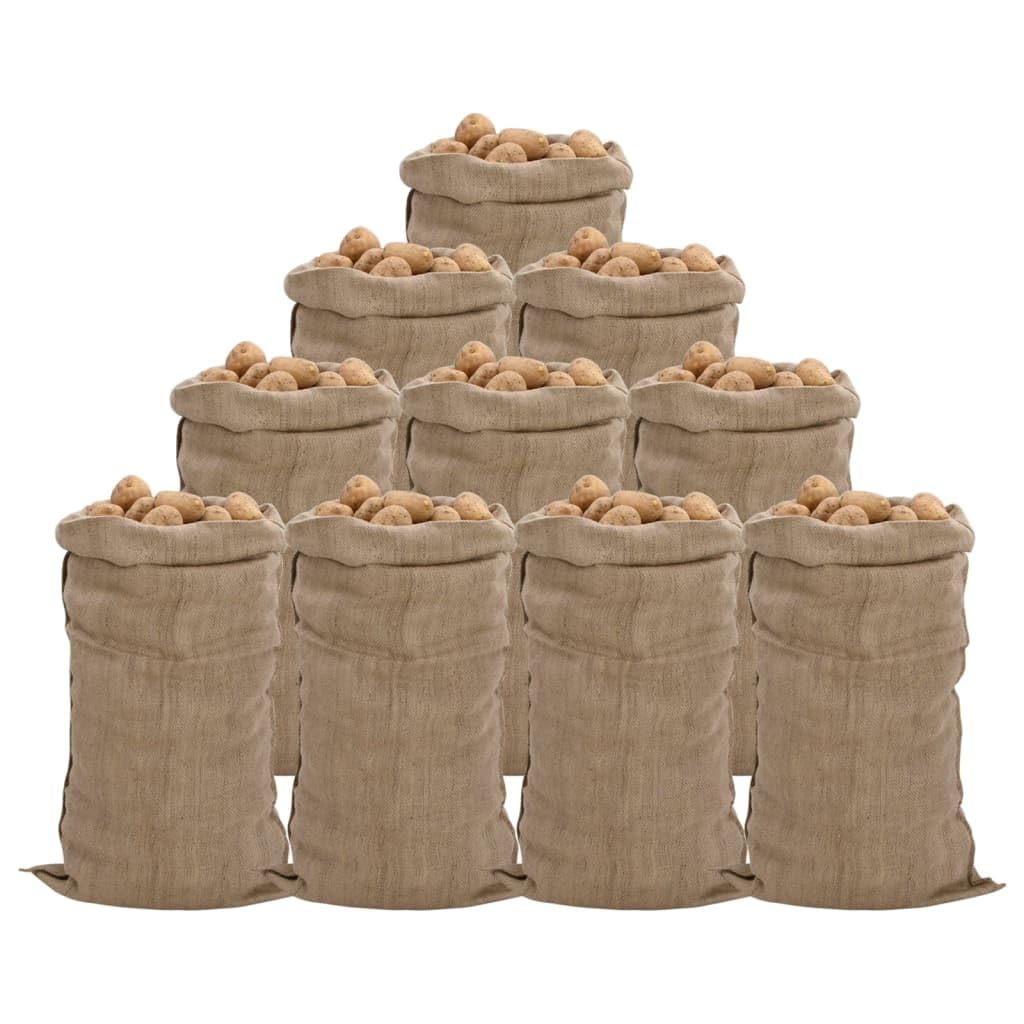 Brokky 155786 Sacchi di Iuta 10pz 65x135 cm 100% Iuta 340 gsm Sacco di Iuta Grande, Sacco di Patate, antigelo per Piante, svernamento, Sacco da Giardino, Sacchetto di Iuta Multifunzionale, Resistente