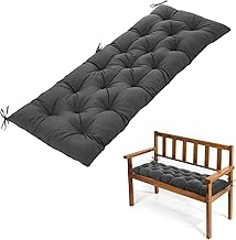 Warmiehomy Garden Bench Cushion 2/3 Seater, Waterproof Bench Seat Cushion 120cm with Non-Slip Straps, 8CM Thick Garden Bench Padded Cushion, Rectangle Dining Bench Seat Pads Outdoor Indoor(Dark Grey)