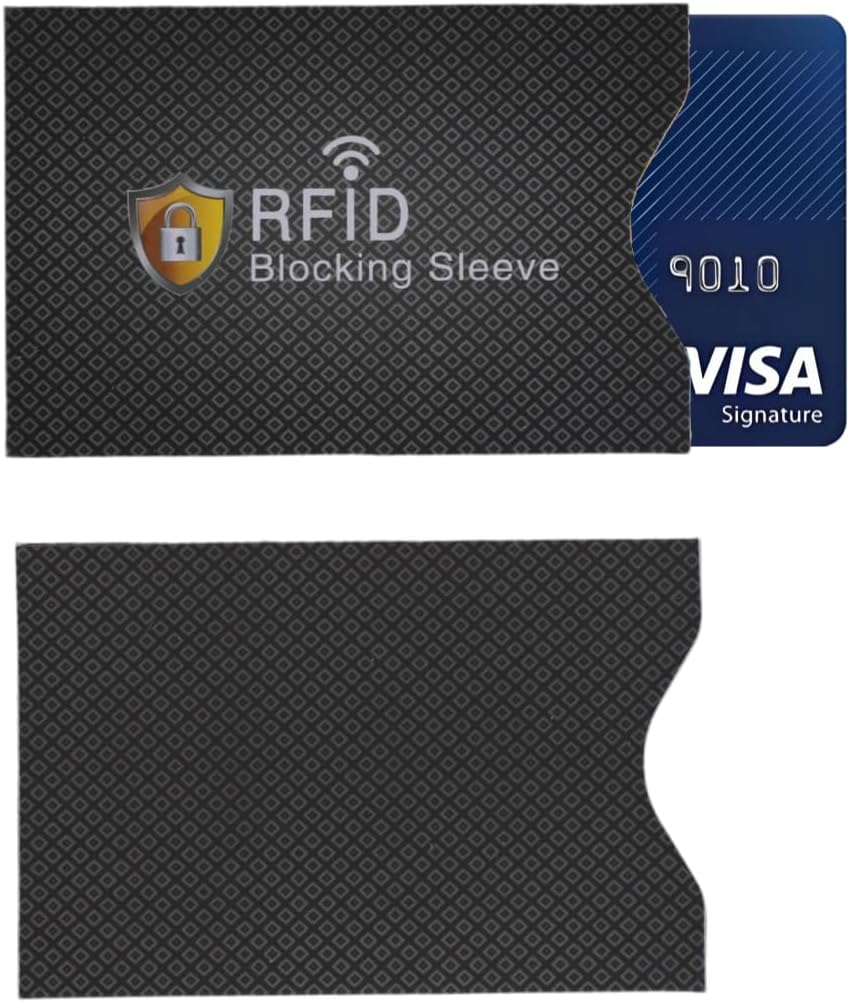 Shudyear RFID Blocking Credit Card Sleeve Protectors – One Card One Use Slim Wallet Inserts for Credit Cards, Debit Cards & ID Protection (Black checkered pattern -5pcs)