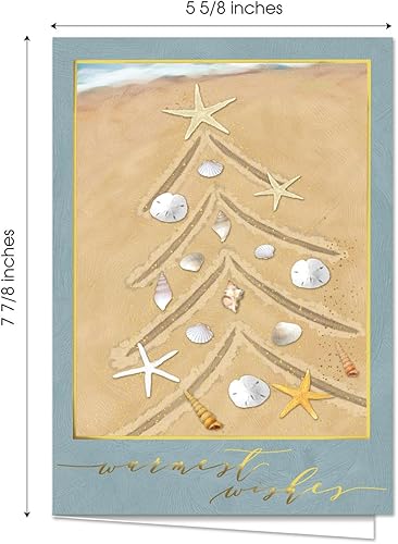 Miniatura 6 de Masterpiece Warmest Wishes - Tarjetas de Navidad con desplazamiento de arena, juego de 16 tarjetas navideñas en caja con detalles de lámina dorada y