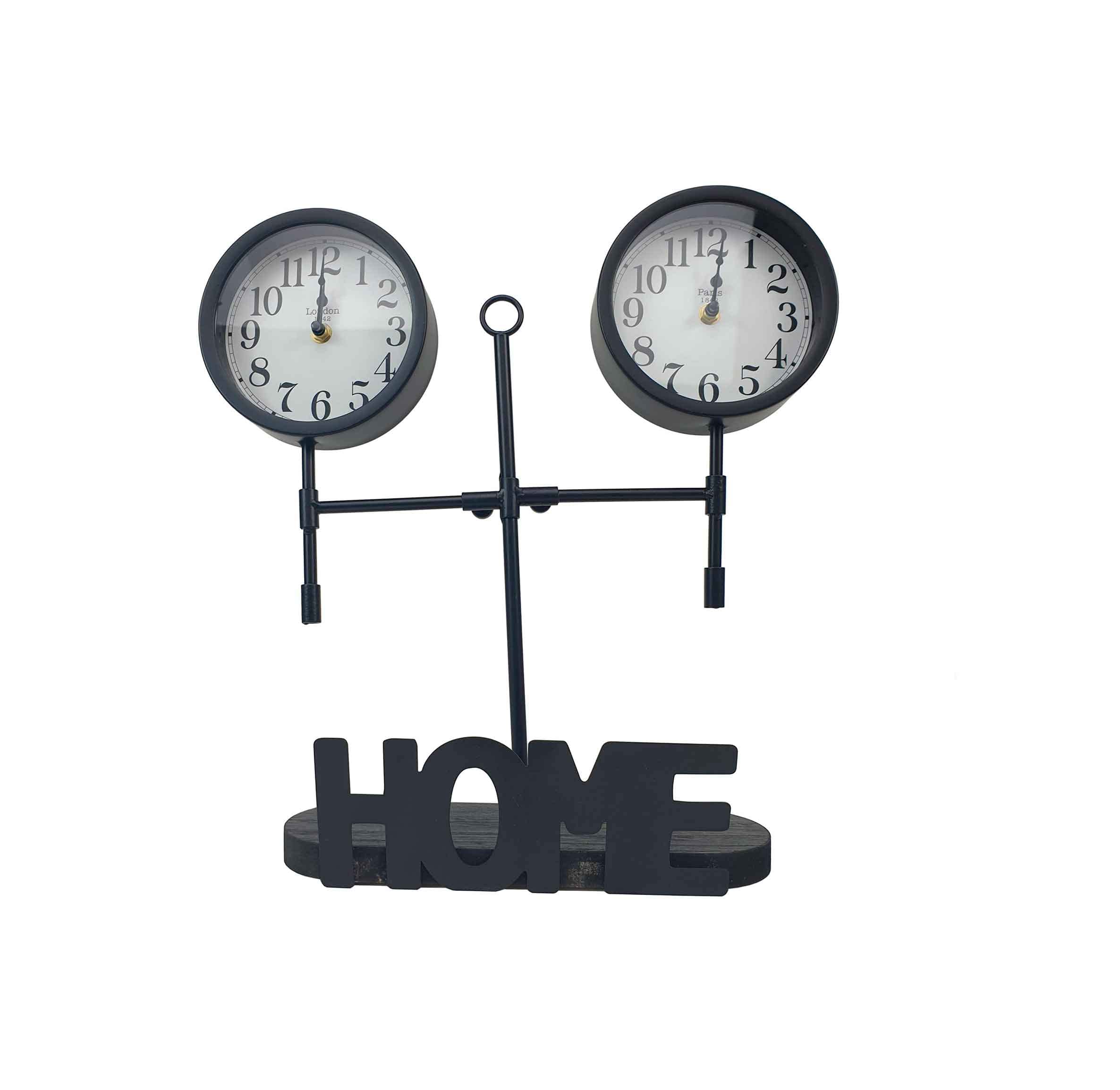 THE SECRET HOME Reloj Decorativo Analógico de Sobremesa en Madera y Metal - Ideal para Recibidor, Salón, Dormitorio - 42 x 40 x 10 cm (Modelo 4)