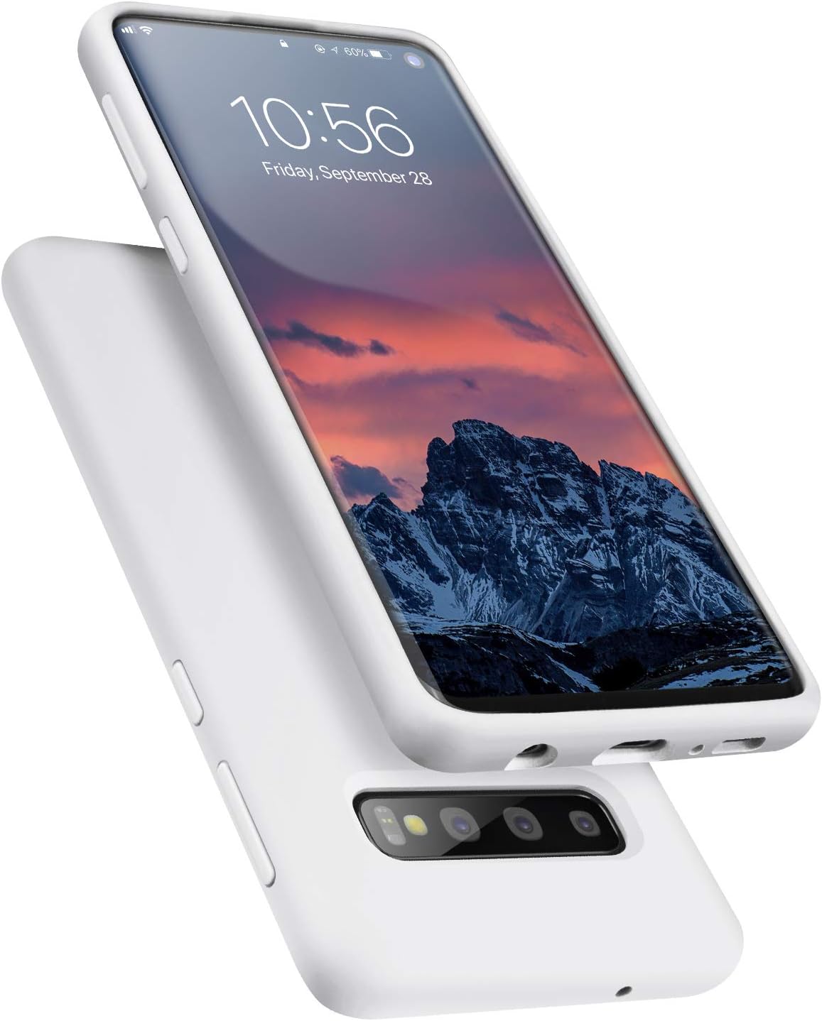 Samsung Galaxy S10 Case, Liquid Silicone Gel Rubber Shockproof Case Soft Microfiber Cloth Lining Cushion Compatible with Samsung S10 - White