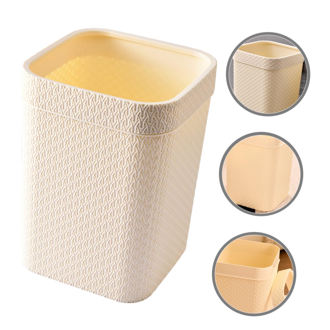 KOMBIUDA Countertop Desk Waste Bin Small Bathroom Trash Can White Tabletop Waste Receptacle Portable Office