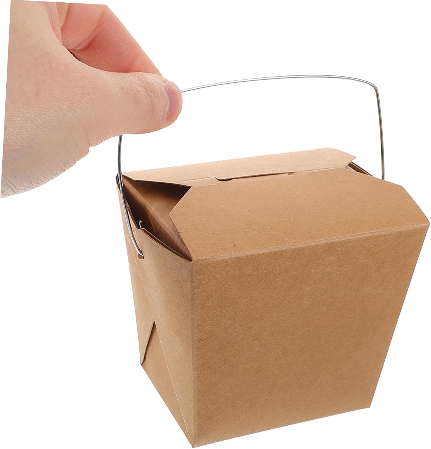 Garneck 50pcs Chinese Takeout Paper Boxes Wire Handle Hot Cold Food Containers Sturdy Paper Takeout Boxes for Restaurant Party Wedding Camping