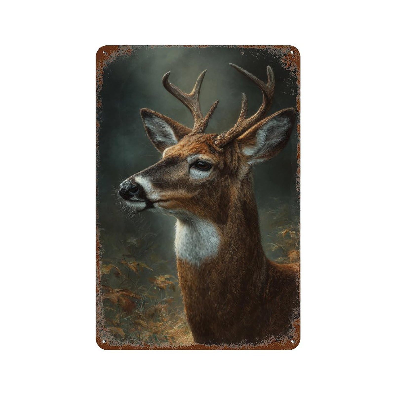 Whitetail Deer Painting Retro Metal Sign 11.8"x7.9", Shabby Chic Decor for Bistro, Counter And Cafe Decor