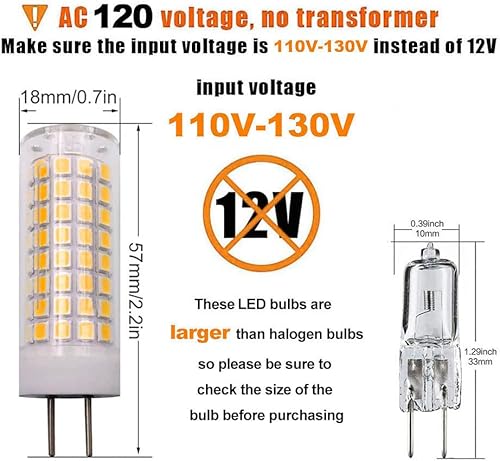 Miniatura 2 de Bombilla LED GY6.35 G6.35 de 7 W CA 110 V-130 V (no se puede utilizar a bajo voltaje de 12 V), blanco cálido 3000 K regulable 65 W equivalentes a