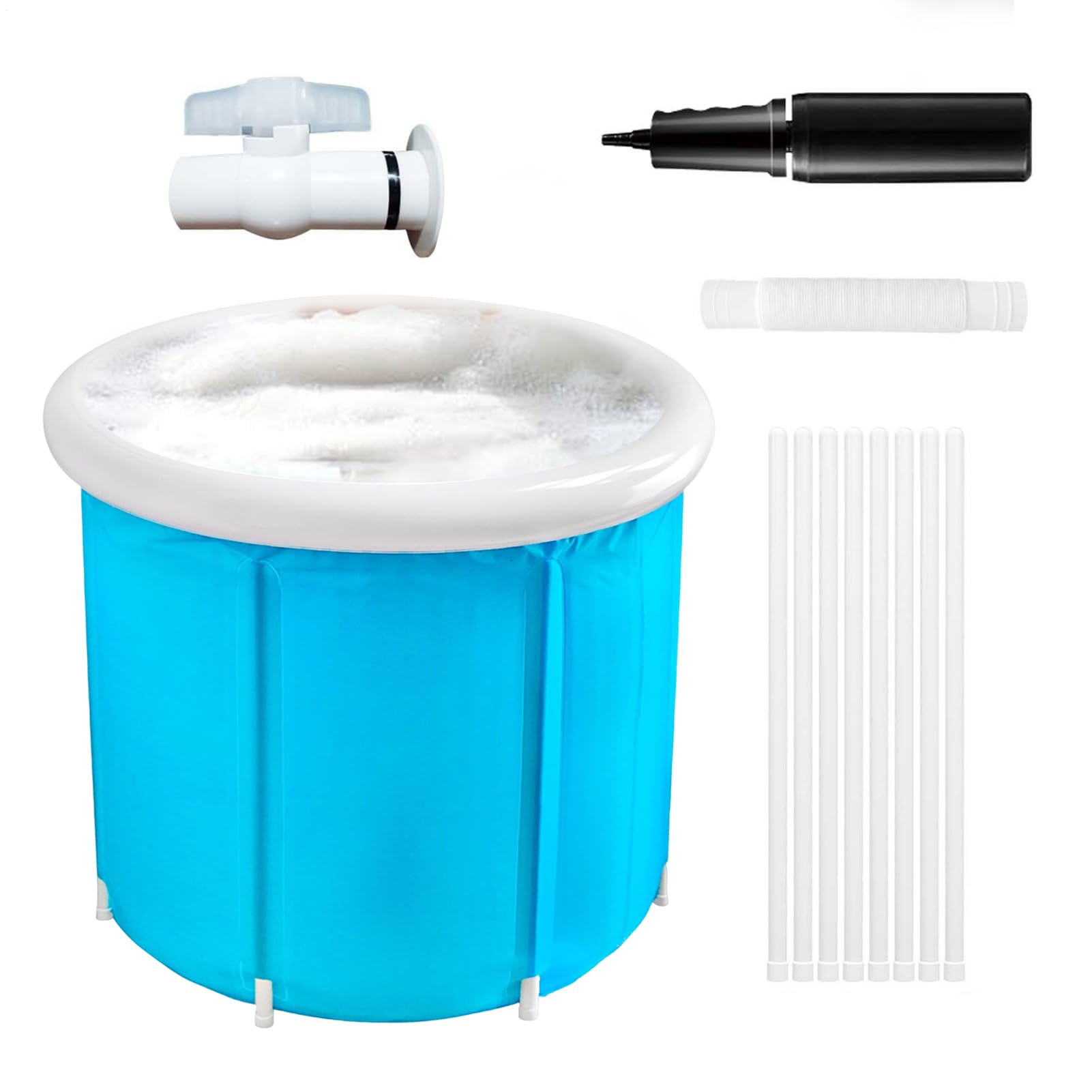 Bañera Inflable con Bomba de Aire y Cesta Portátil Incluida | Ducha Spa de Pie para Interior para Adultos y Niños Baño Gimnasio Interior Exterior Hogar Viajes SPA Camping
