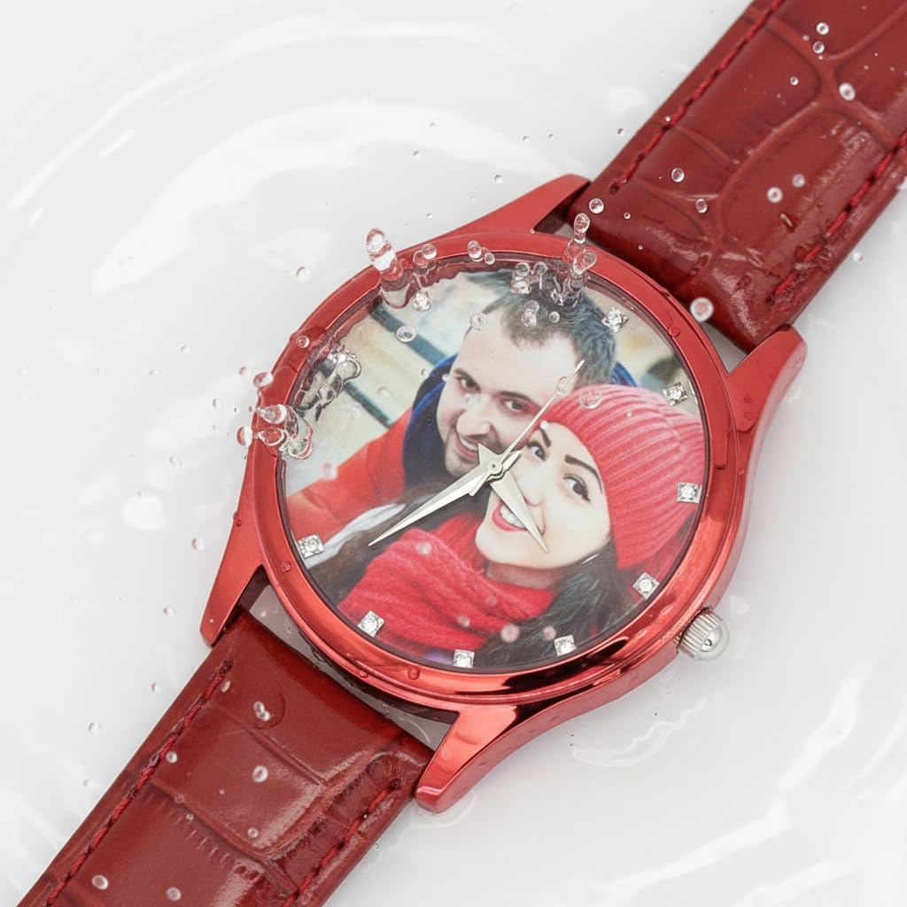 Reloj de pulsera con foto personalizado, hecho de material de aleación y correa de cuero. Tiene función impermeable. Adecuado como regalo para tu novio o padre.