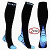 (2 Pairs) Compression Socks/Stockings for Men & Women, Black & Blue S/M (For Women 4-6.5 / Men 4-8) 2 same pair,