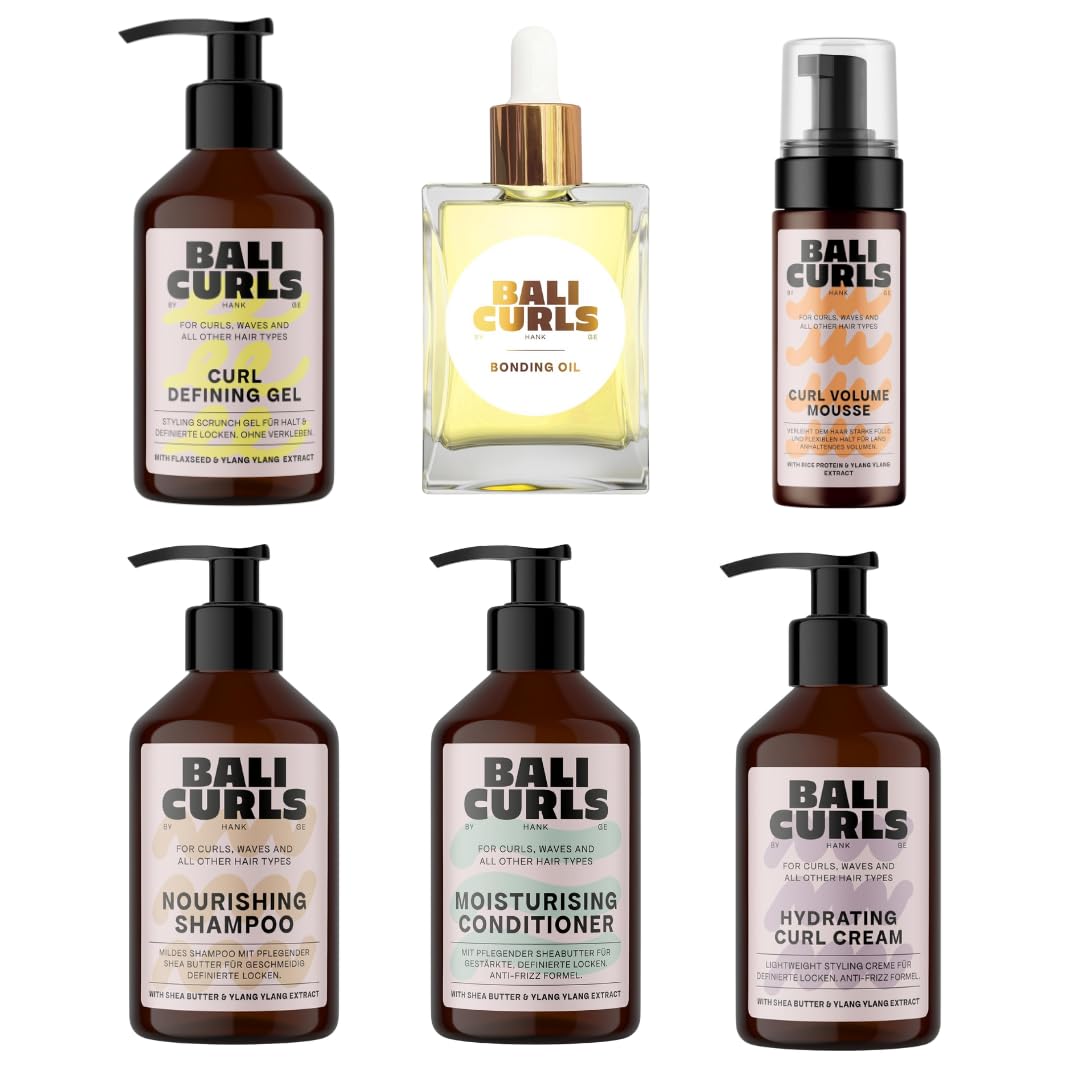 Bali Curls Complete Curl Care Kit - rutina completa de cuidado y peinado para rizos definidos - Champú, acondicionador, volumen, cuidado y definición