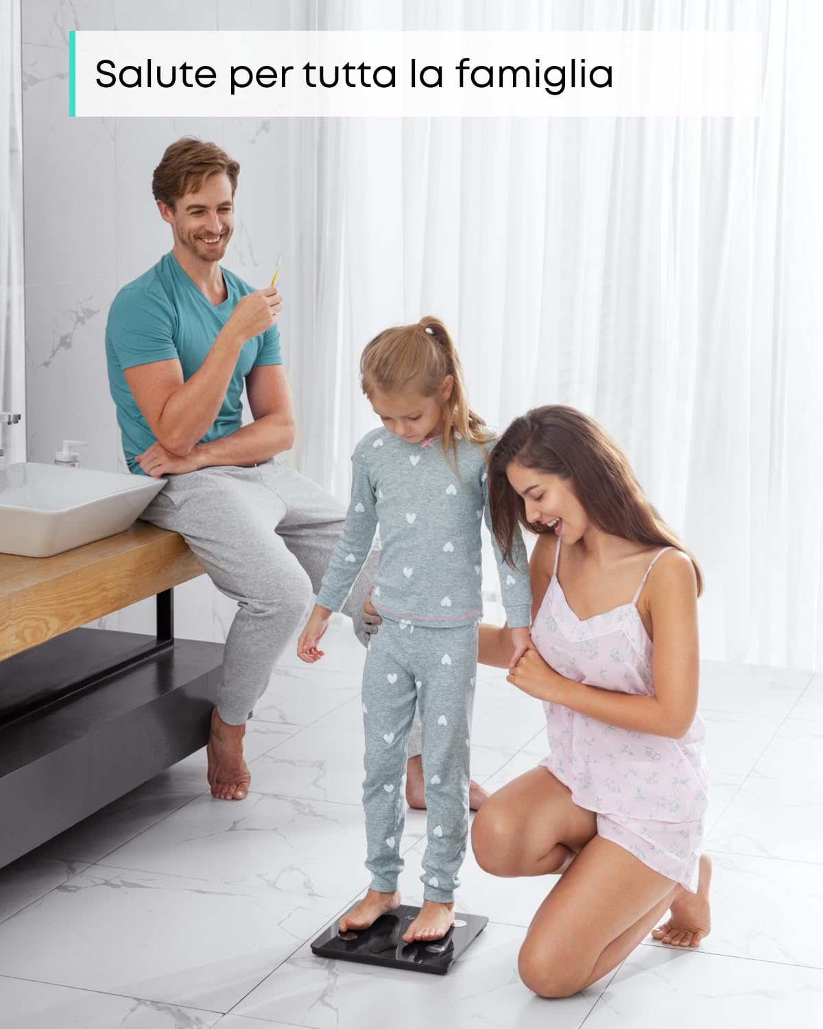 eufy C1 Bilancia Smart con Bluetooth, Grande Display LED, 12 Misurazioni, Analisi delle Composizione del Corpo con Peso/Grasso Corporeo/BMI/Fitness Body, Auto On/off, Superficie in Vetro Temperato