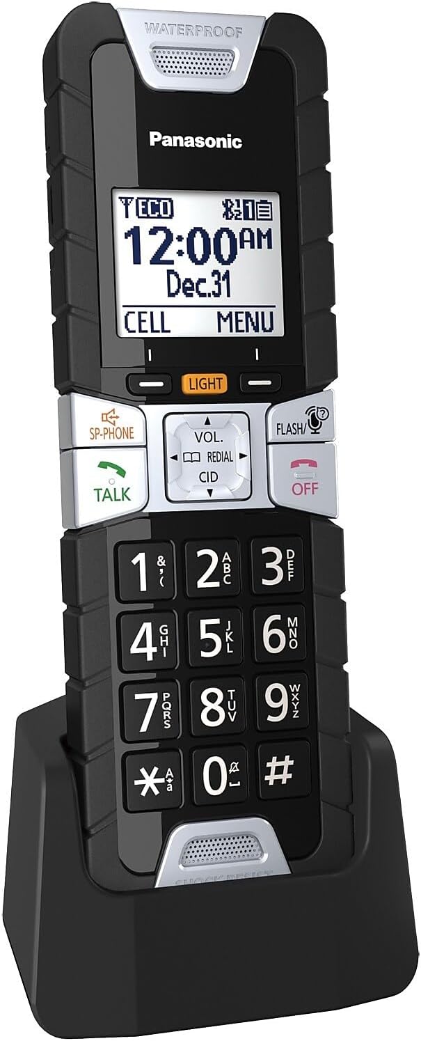 Panasonic Rugged Cordless Phone Handset Accessory Compatible with TGD8xx, TGE6xx and TGF9xx Series Cordless Phone Systems - KX-TGTA61B (Black)