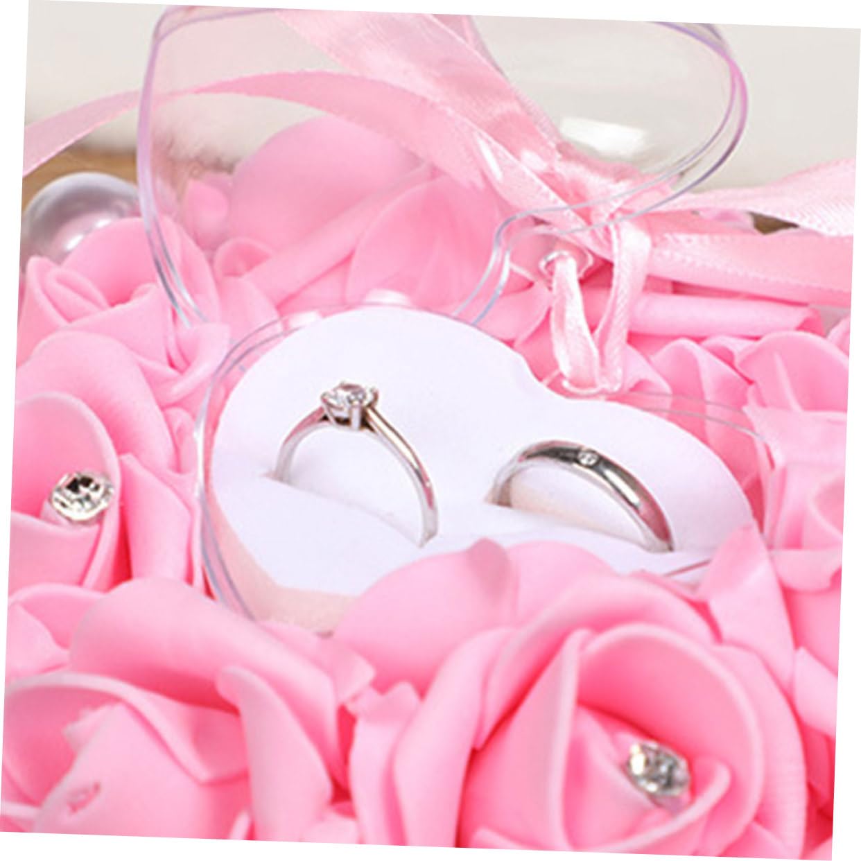 OFFSCH 1pc Flower Bud Heart Shape Pillow for Weddings Cushion for Engagement Ceremonies Bridal Party Accessory -