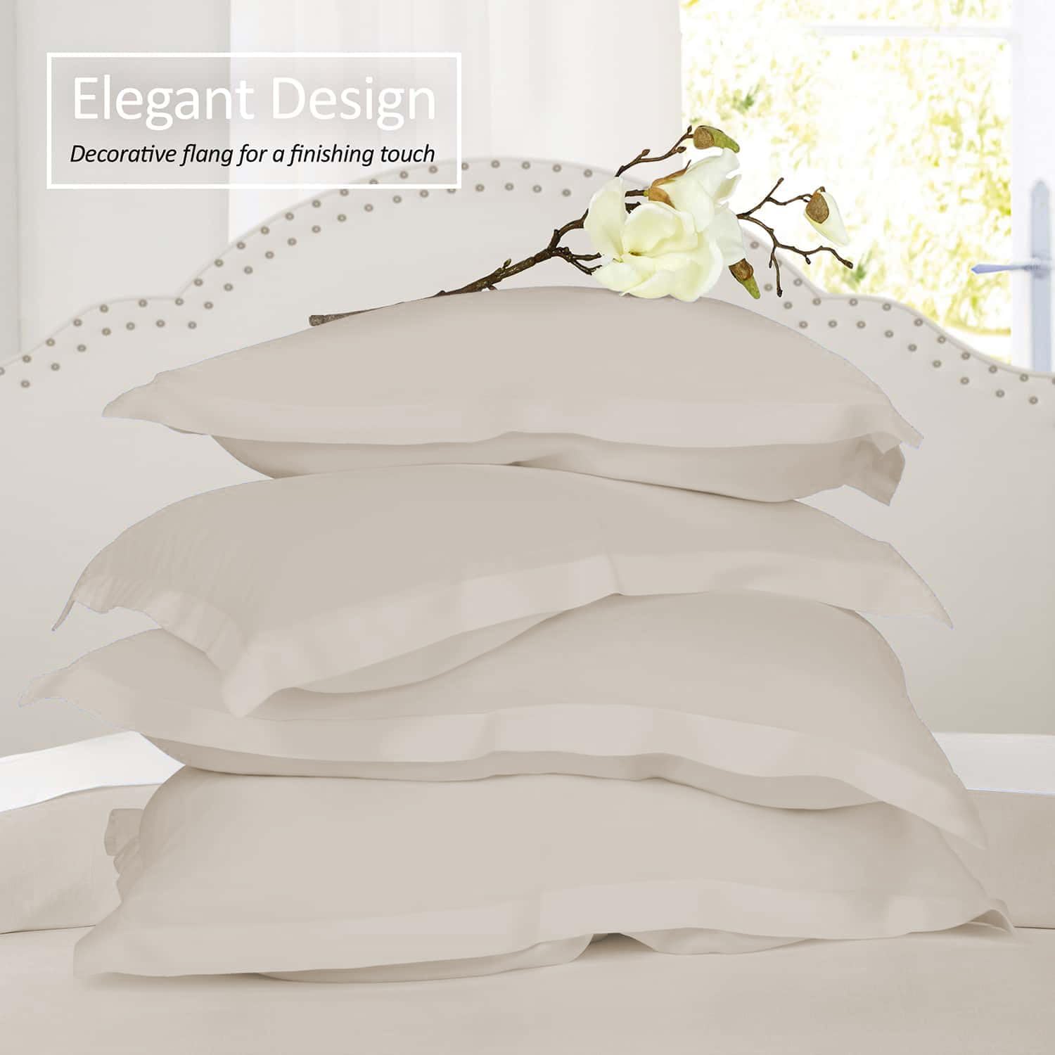 Nestl Soft Pillow Shams Set of 2 - Double Brushed Microfiber Pillow Covers - Hotel Style Premium Bed Pillow Cases, with 1.5” Decorative Flange, Euro 26"x26" - Linen