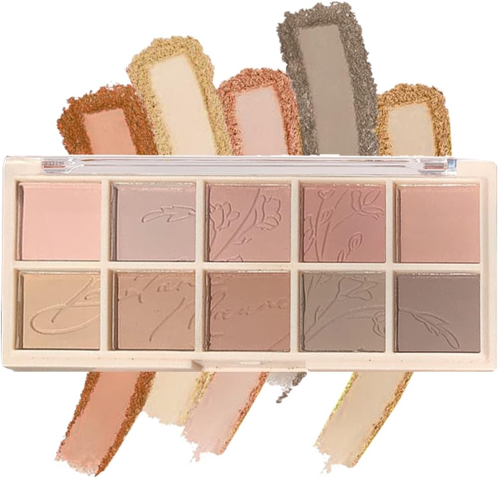 Aaiffey 10 Colors Eyeshadow Palette,Matte&Glitter Eye shadow Velvety Texture Nude Eyeshadow Highly Pigmented Eye shadow Shades Long Lasting Natural-Looking Eye Makeup Palette,06#
