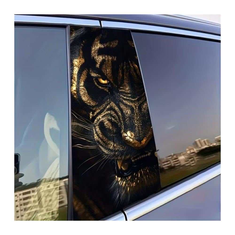 Bertdcx One Color Black Golden Tiger Car Easy To Tear And Stick B-Pillar Protective Decals Auto Parts