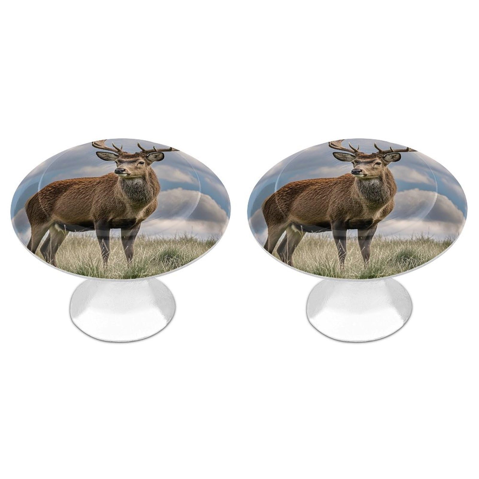 FekiLoot Elk Cabinet Knobs Simple Drawer Handles Aluminum Alloy Kitchen Pulls Round Cabinet Door Knobs with Screw Door Hardware for Dresser Cabinets 2 Pack