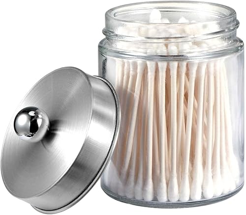 Miniatura 2 de Apothecary - Tarro organizador de tocador de baño, tarro de encimera con tapa de almacenamiento, soporte dispensador Qtip de vidrio para Qtips,