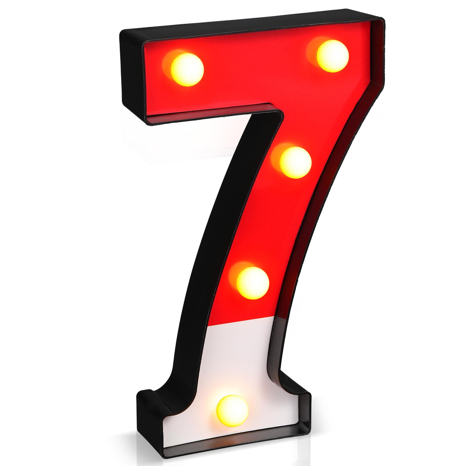 Mudder Red and White Light up Numbers Party Decorations, LED Anime Cartoon Pattern Glowing Numbers, Birthday Table Centerpieces Cartoon Animated Birthday Party Supplies, 8.58 x 5.2 Inches(7)