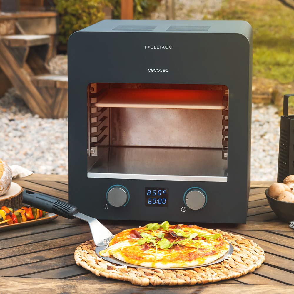 Cecotec Forno per Arrosti Txuletaco 8000 Inferno. 2200W, Griglia in ghisa, Vassoio in pietra per pizze, 2 Teglie raccolta del grasso,temperatura fino 850º, Termometro cucina digitale incluso