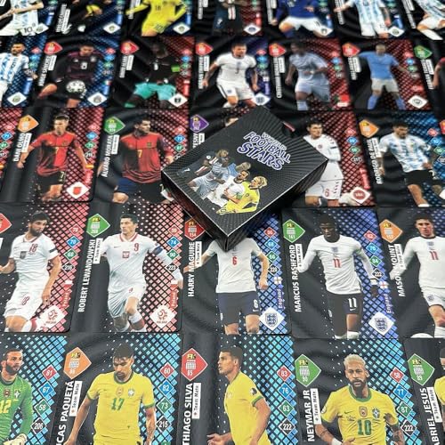 Image of Champions League Football Collector Cards - 55 PCS Unofficial Trading Card Game Pack For Kids & Fans | Soccer Cards For Boys, Girls, Gifting (Football Black)
