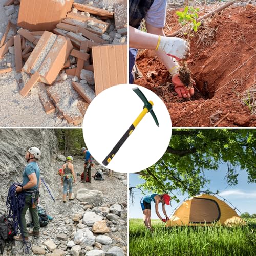 Biugaaufai 4 Pack 15 Inch Mattock Hoe, Steel Forged Pickaxe with Fiberglass Handle, Weeding Pick Axe, Hand Digging Mattock for Camping, Prospecting, Weeding - Thumbnail 7