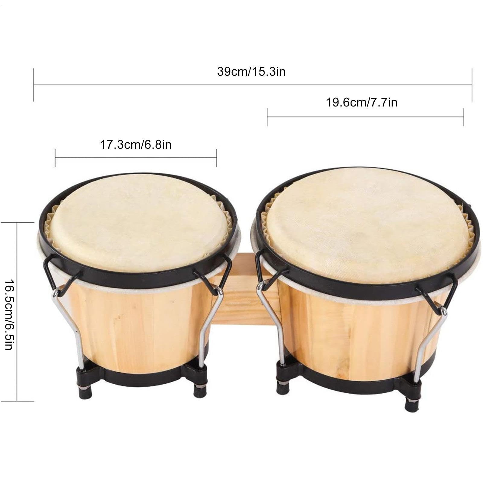 Tambores de Bongó de Madera Tambor educativo hecho en madera | Instrumento Musical de Percusión Educativo y Didáctico Apto para niños, adolescentes y adultos de todas las edades