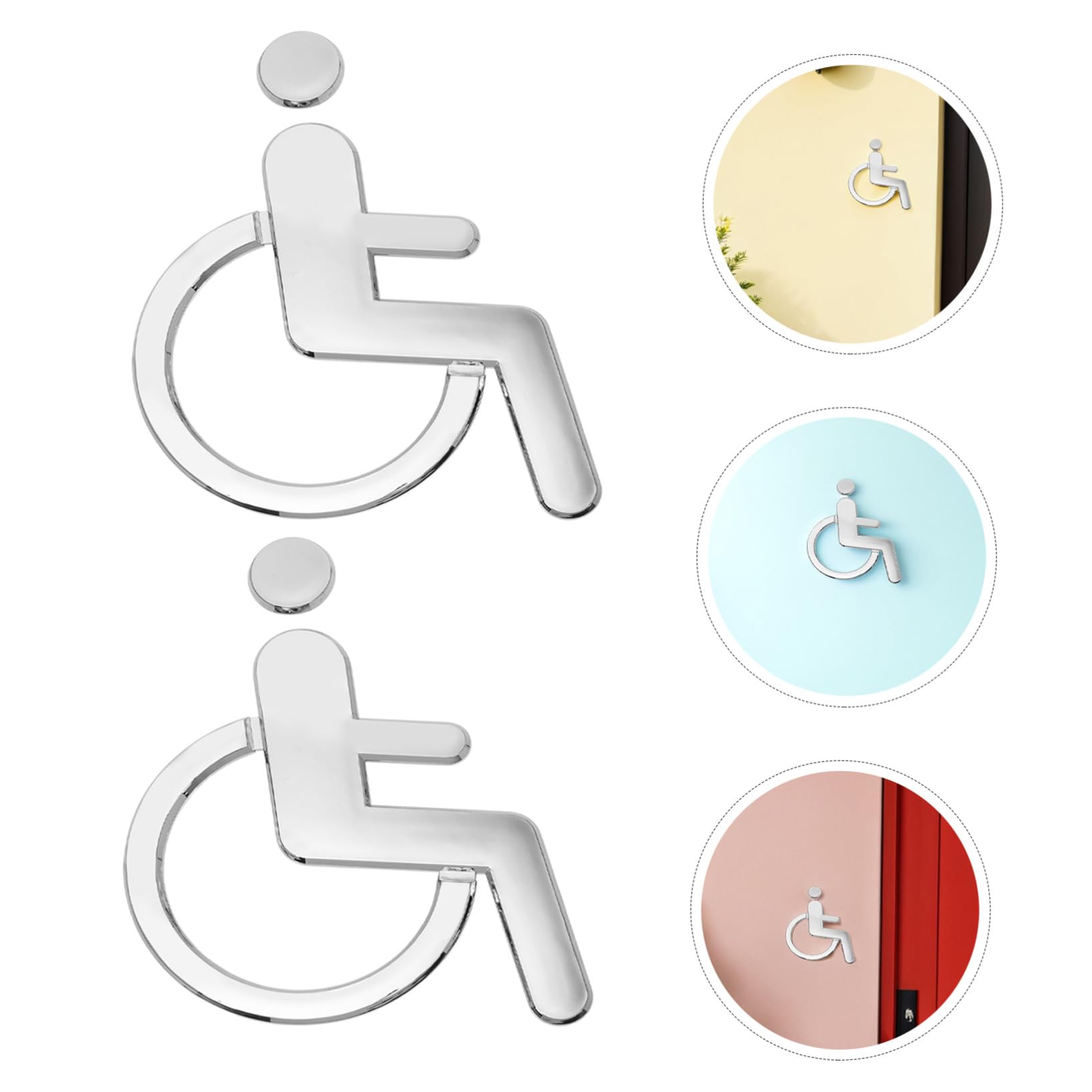 6 Piezas Señales de Aseo para Discapacitados Adhesivas Indicador de Baño Accesible con Símbolo de Silla de Ruedas Pegatinas para Puertas de Baños Hoteles Oficinas y Edificios