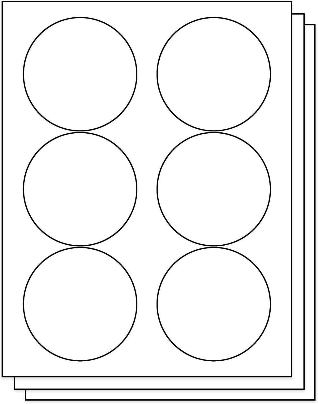 3-1/3 inch, Round Labels for Inkjet & Laser Printers (6 per Sheet, 900 Circle Labels, 150 Sheets)