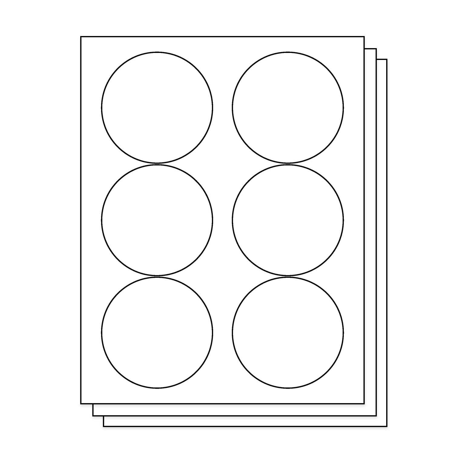 3-1/3 inch Round Labels - 6 per Sheet, 60 Circle Stickers, 10 Sheets for  Inkjet & Laser Printers