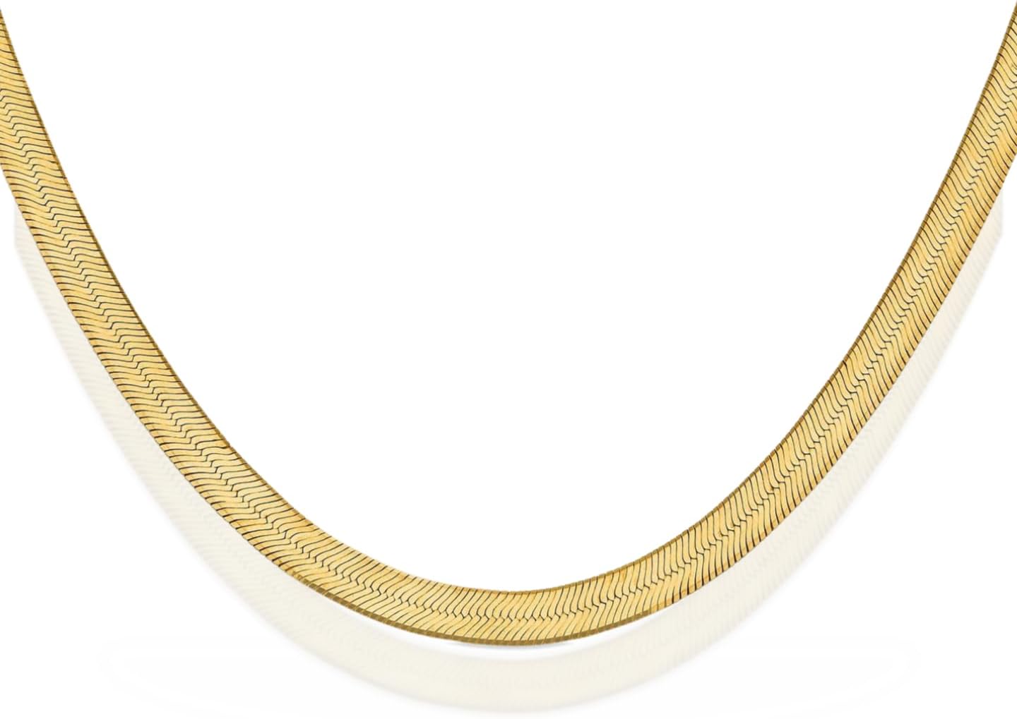 IceCarats 14K Solid Yellow Gold 6.5mm Thick Flat Herringbone Chain Necklace Polished