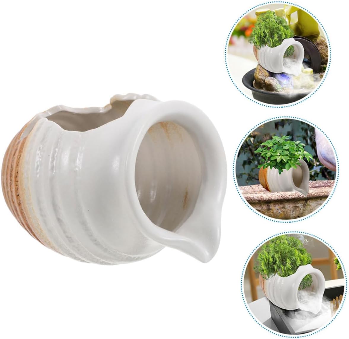 TOYANDONA Ceramic Water Circulation Jar Decorative Fountain for Indoor Outdoor Garden Landscape Waterfall Jar Pot Decor Relaxing Flowing Water Feature