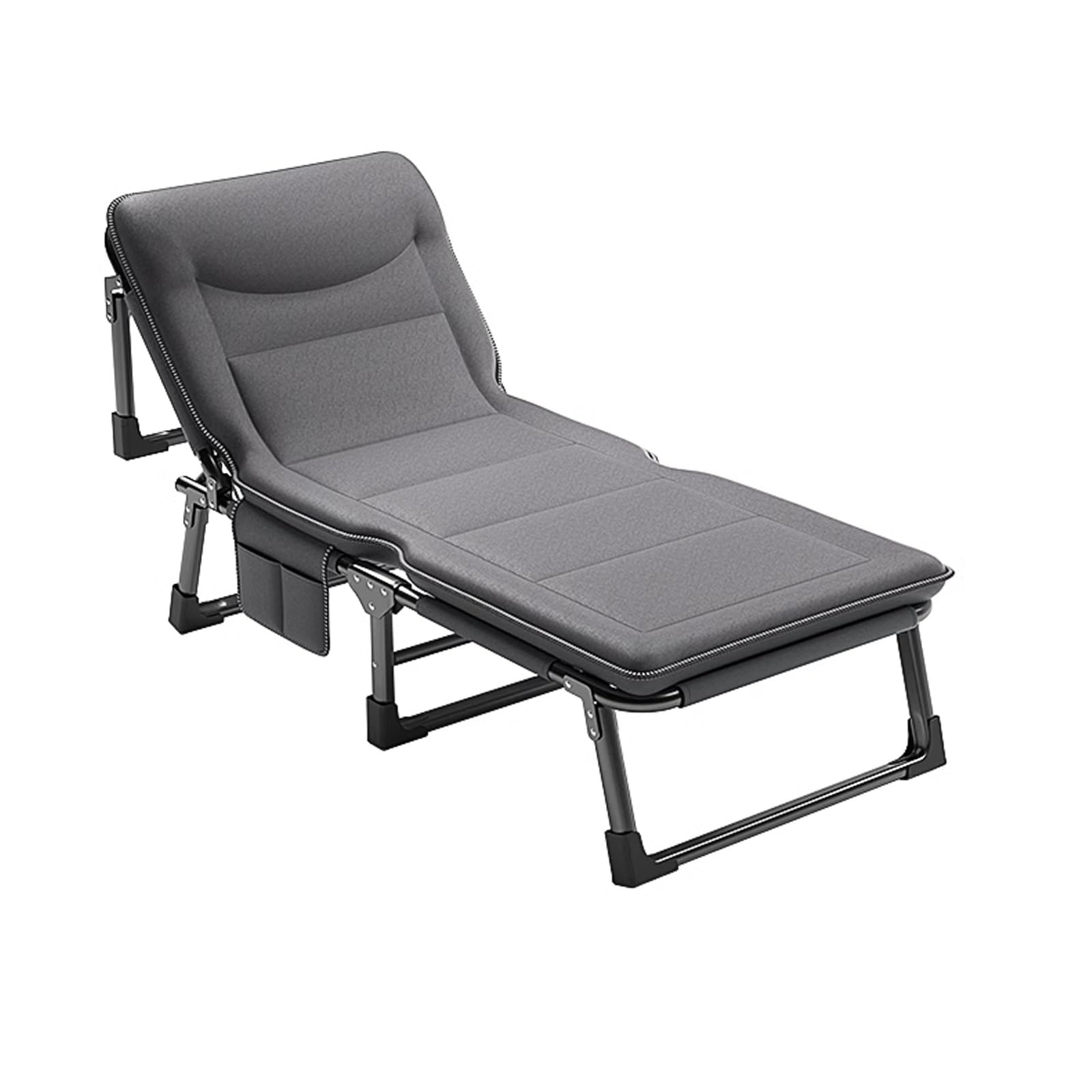 Brandina Pieghevole con Materasso Campeggio, Letto Pieghevole Singolo Portatile con Tasca, Letto da Campeggio Regolabile in 4 Posizioni for Casa Ufficio(170cm)