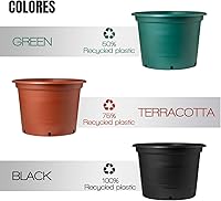 Vista 2 de KameL - Macetas de 5 galones para plantas - 5 macetas de vivero - Macetas de plástico grandes altamente duraderas y resistentes - Diseño de drenaje