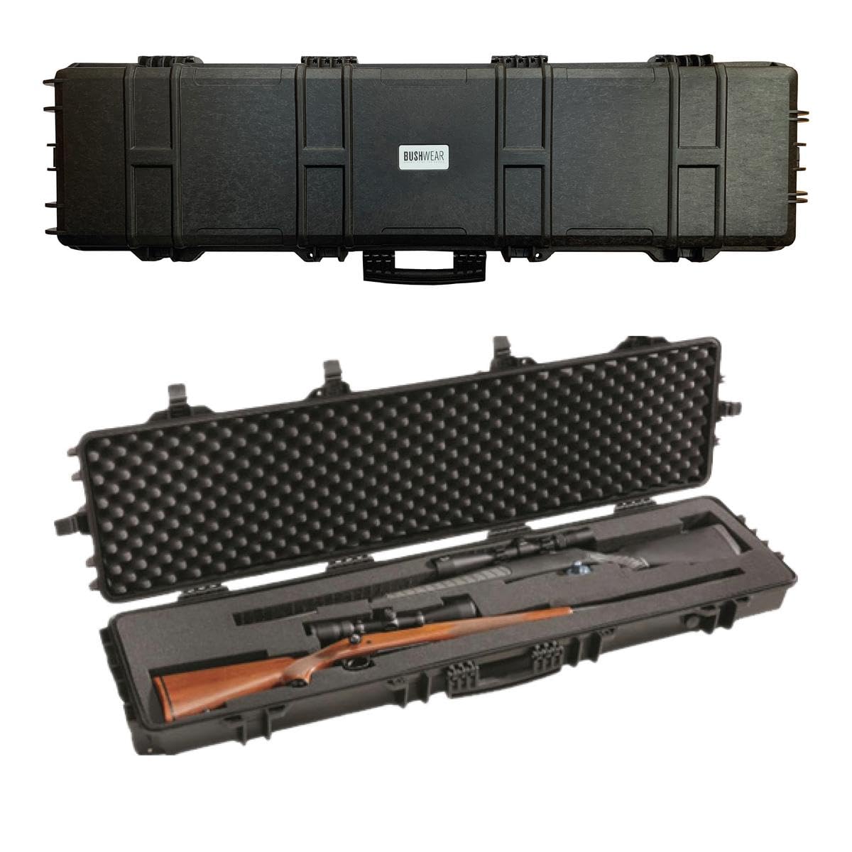 BushWear XL Hard Gun Case – TSA-Approved Rifle & Shotgun Case with Foam Interior, Secure Locking System & Durable Shell – Protective Travel Case for Firearms & Accessories
