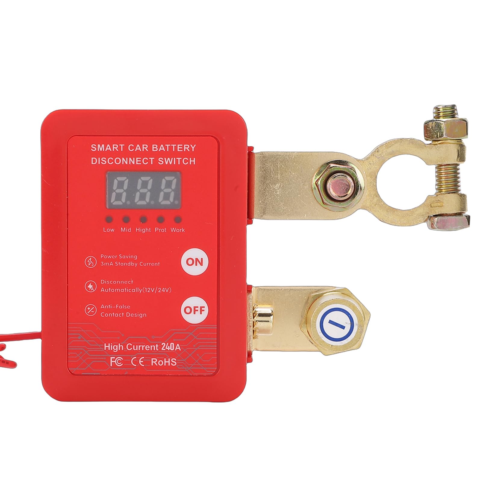 Fabater Coupe-Batterie, Interrupteur de Déconnexion de Batterie à Distance Double Tension 12 V 24 V, Coupe-circuit pour Voiture avec Affichage de Tension LED et Protection Antivol pour Voitures,