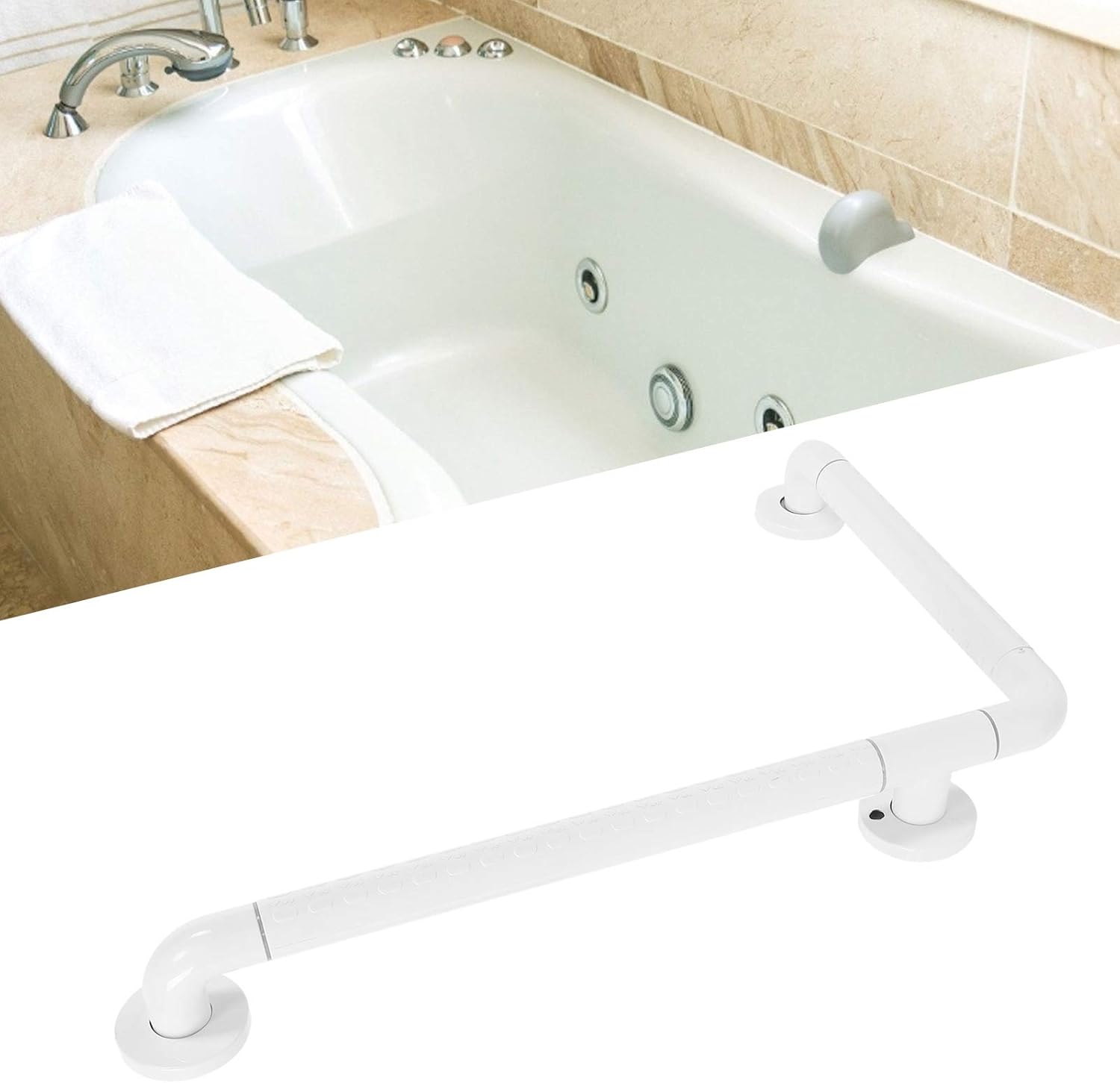 Gavigain Spa Bathtub Rail Safety Grab Bar, Anti Slip Grab Rails Shower Safety Handle Grab Bar Handles Right Angle Shower Hand Grip for Elderly Pregnant Women Children
