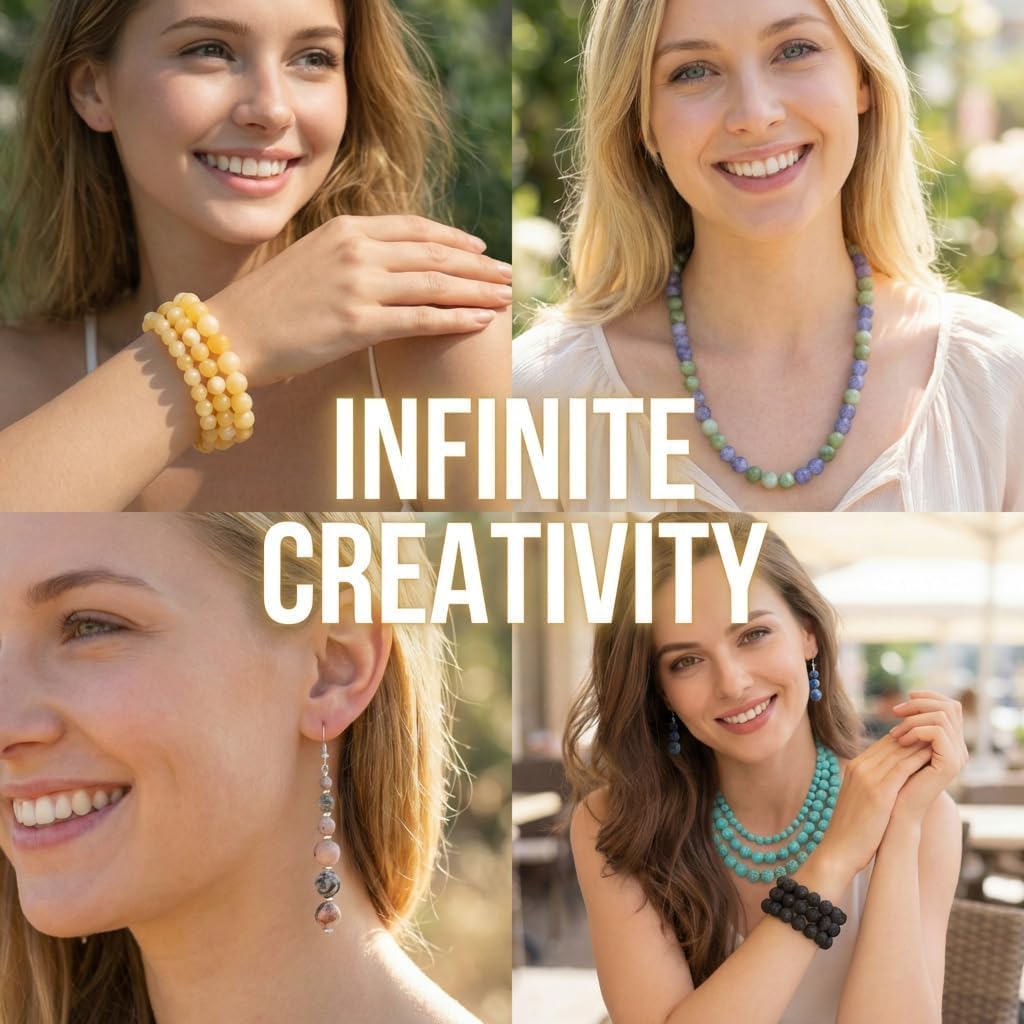 Yochus 60pcs Blue Angelite Stone Beads，6mm Healing Power Natural Stone Round Loose Beads for Jewelry Making Earring Necklace DIY Crafts - Image 7