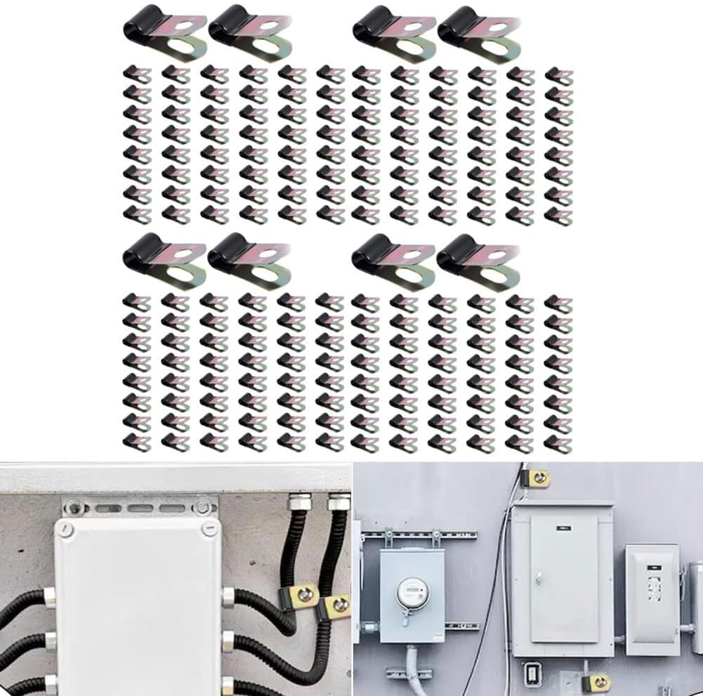 1/4-Inch Cable Clamp For Electrical Wire And Cable Management - Carbon Steel With Rubber Insulation, Secure Fastening For Home & Garden Use(200pcs)