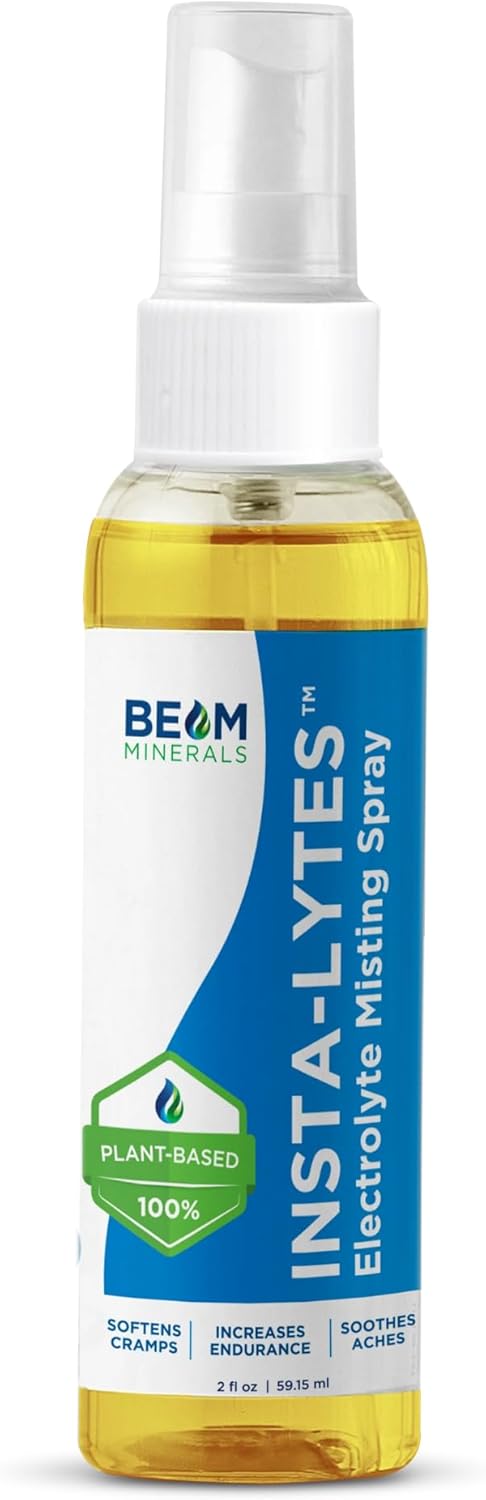 BEAM MINERALS Insta-Lytes | Cramp-Relief Electrolyte Misting Spray | Natural Liquid Electrolytes | Micronutrients Supplement for Cramping, Muscle Aches, and Rash Relief | 8 fl Oz