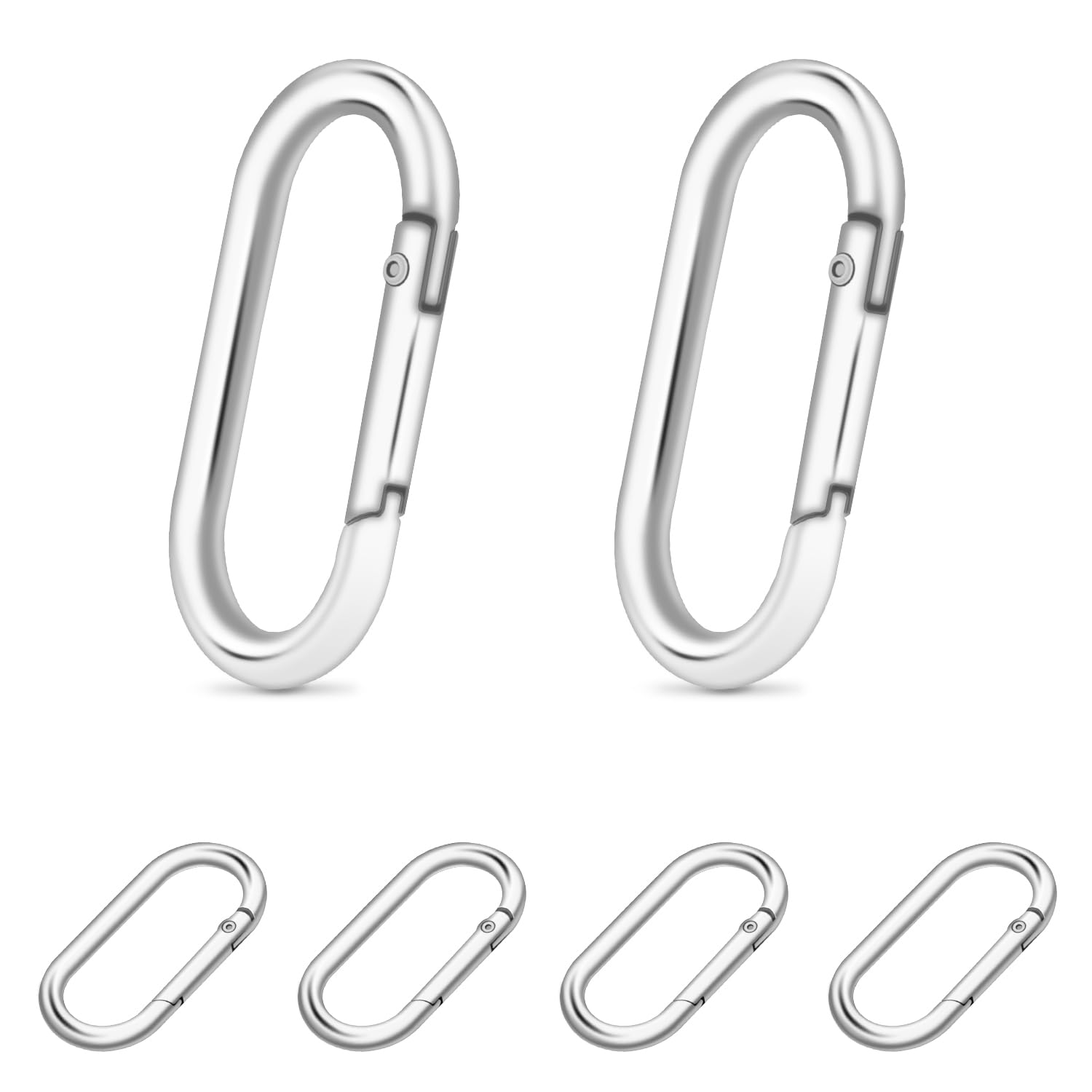 10Pack Oval Large Carabiner Clip, Metal Spring Carabiner Clips for Paracord Keychain Lanyard, Car Key Rings, Dog Tag Clip, Pets Collar Buckles, Purse Keychain Replacement (Silver)