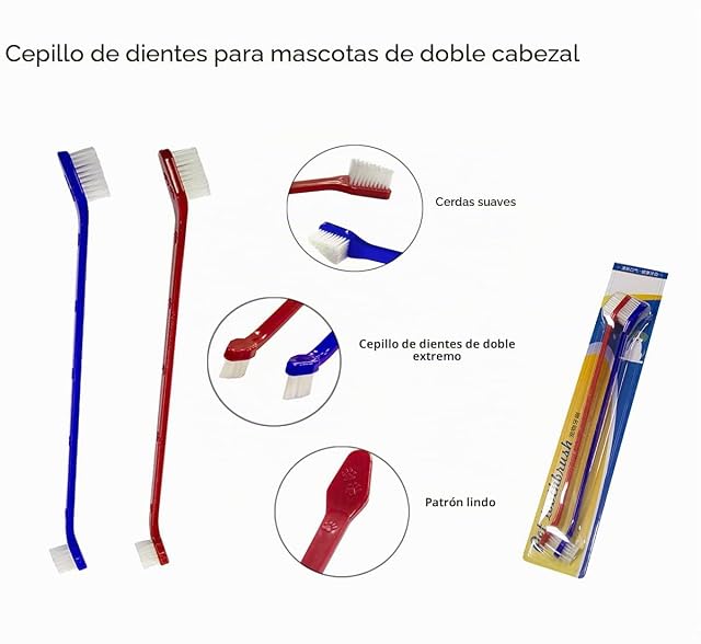 Foto 5 de 5 de Kit De Cepillo De Dientes Para Perros,Cepillo De Dientes De 3 Lados,Cepillo De Dientes…