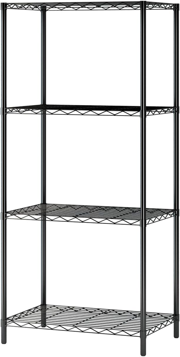 JEROAL 4-Tier Wire Shelving Unit, Multipurpose Standing Storage Shelves Metal Display Rack for Pantry Laundry Bathroom Kitchen Garage Closet Organization,280Lbs Capacity,13.8" D×21" W×46" H,Black