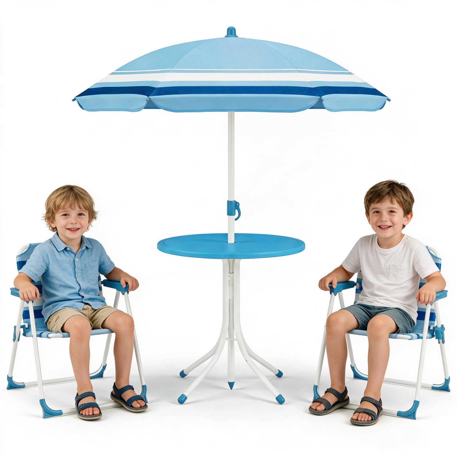 LIFEZEAL Juego Mesa y 2 Sillas Picnic Infantil para 3+ Años (Azul)