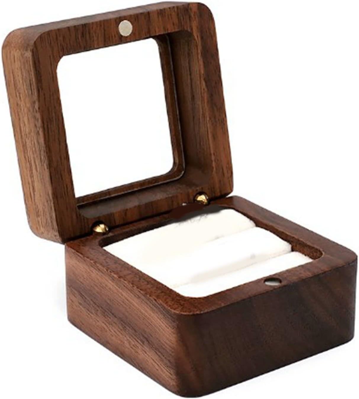 Jewelry Storage Box, Portable Wooden Mini Organizer, dust prevention Lightweight Case for Ring Stud Earring Pendant Travel Use