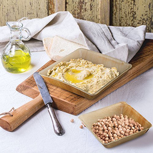 Naturally Chic Palm Leaf Bowls Bamboo Bowls Disposable 5 Inch Square Party (25 Pcs) - Wood & Bamboo Like, Eco Friendly, Compostable And Biodegradable Bowls For Weddings And Events #TOP5