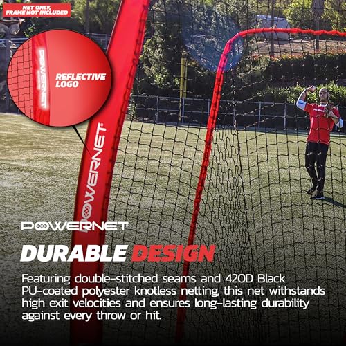 PowerNet 4x7 FT Portable Infielder Training NET ONLY, Softball & Baseball Replacement Practice Net for Pitching and Hitting, Ball Catcher Pocket, 28 SQFT Protection (Red) - Thumbnail 5