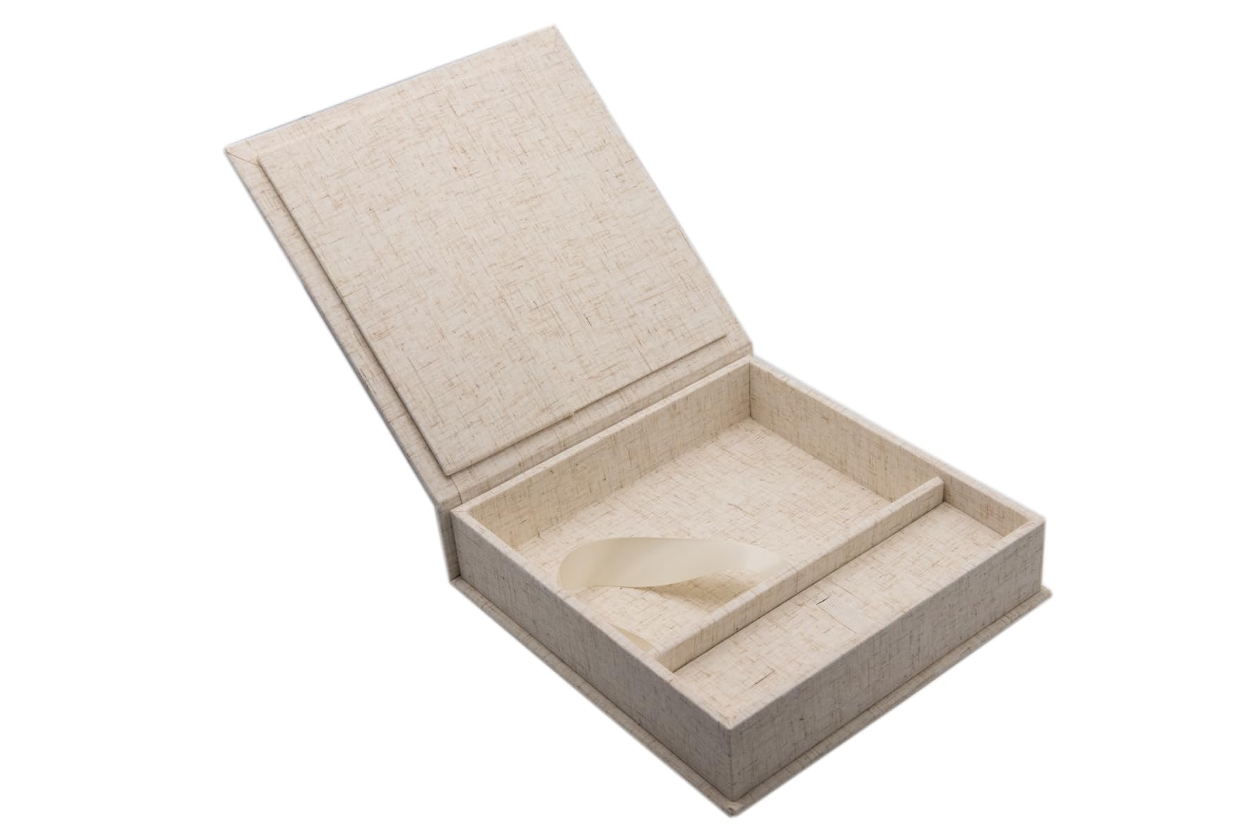 Boîte de rangement USB/DVD de mariage avec boîte photo, 13 x 18 cm, en lin (naturel)