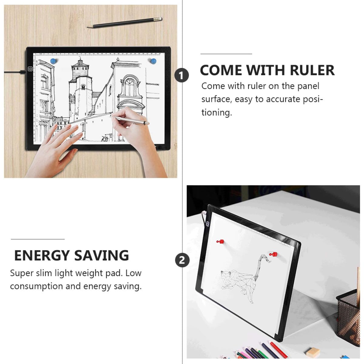 TEMPNAP Planche à Dessin Lumineuse A4 LED Magnétique avec Surface Acrylique Mate, Design Innovant, Poids Léger et Règle Intégrée pour Dessin et Animation 2d