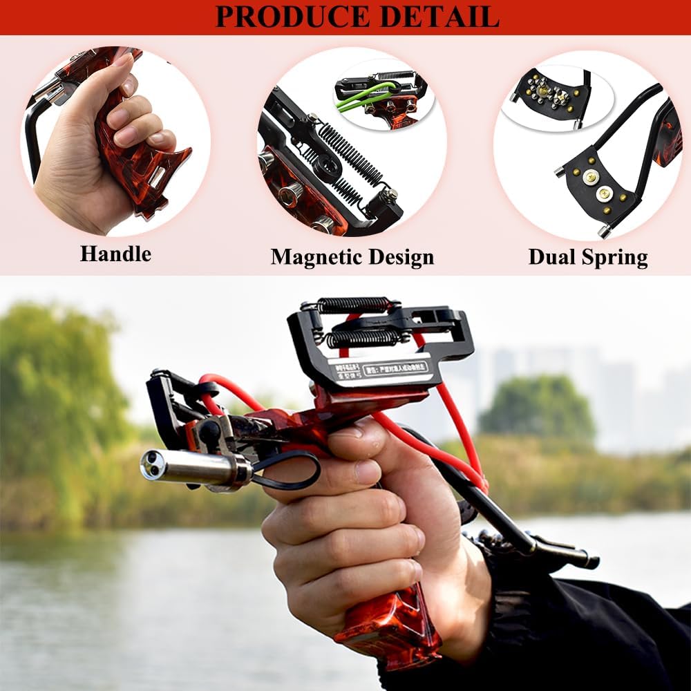 Piaoyu Stainless Steel Wrist Rocket Slingshots for Adults Hunting Slingshot Catapult Shooting Sling Shot with Laser Sight (Red)